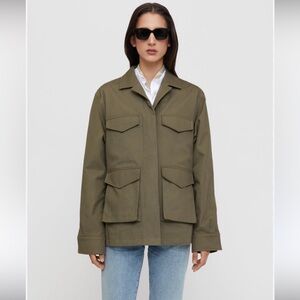 Toteme Khaki Green Cotton Twill Army Jacket with Pockets Size 34 (XS) NWT